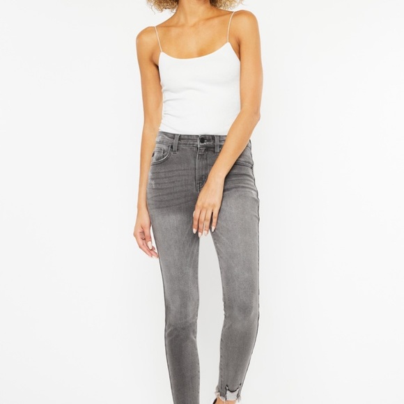 Kan Can High Rise Hem Detail Ankle Skinny - Picture 4 of 9